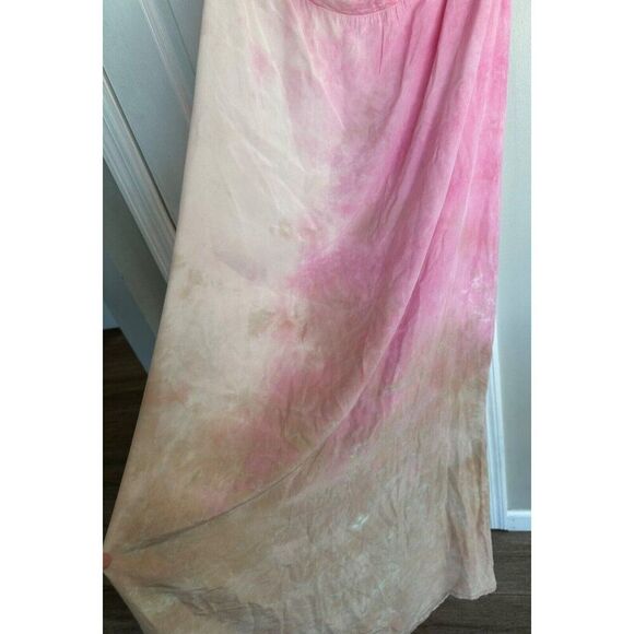 Gypsy 05 Pink Beige Silk Strapless Maxi Dress Boho Beach Resortwear Women's Med - Picture 4 of 7